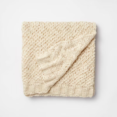 Honeycomb Textured Knit Throw Blanket Cream - Threshold™ designed with Studio McGee | Target