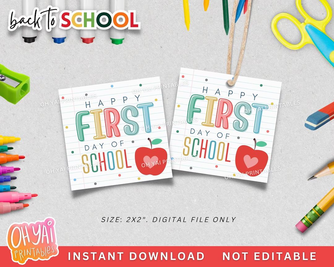 Happy First Day of School Tag Back to School Tag Printable - Etsy | Etsy (US)