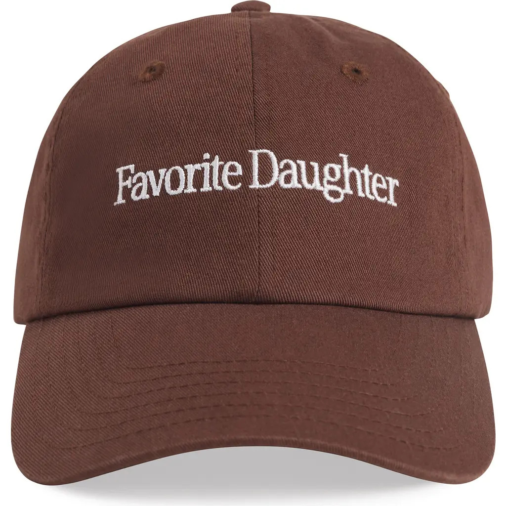 Favorite Daughter Classic Logo Cotton Twill Baseball Cap in Brown /White at Nordstrom | Nordstrom
