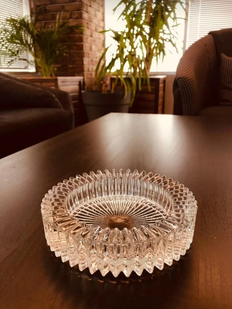 Crystal Glass Ashtray: Luxury Vintage Style, 14cm | Etsy (US)