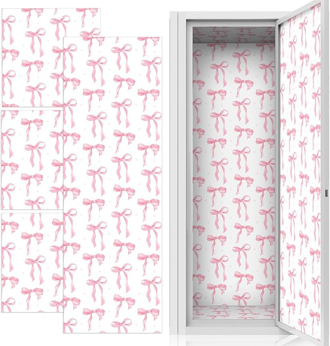 6 Pcs Pink Bow Locker Magnetic Wallpaper 12" x 12" Removable Locker Wallpaper Accessories Magneti... | Amazon (US)