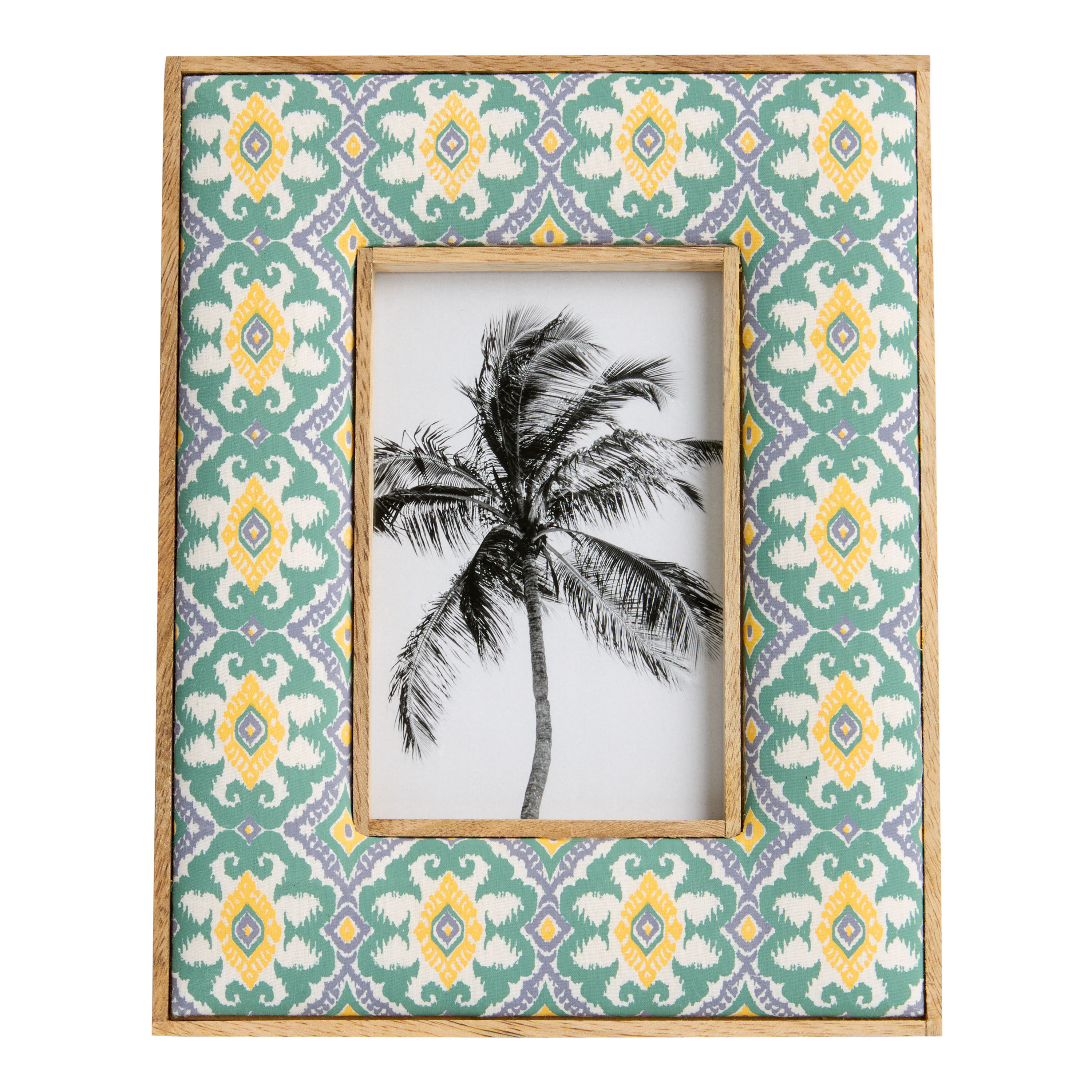 Green and Yellow Fabric Block Print Picture Frame | World Market