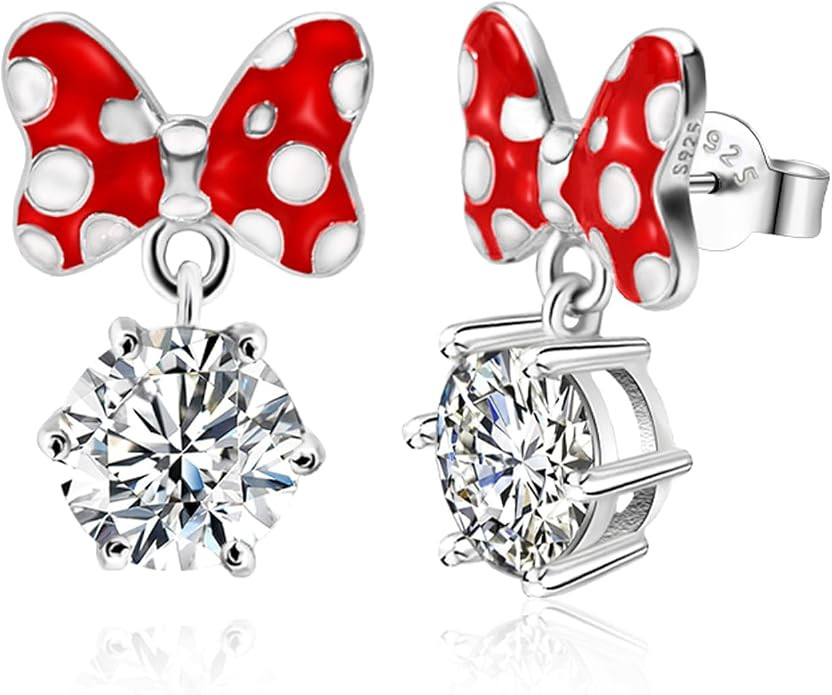 Sterling Silver CZ Mouse Earrings for Women Cute Minnie Mouse Stud Earrings Animal Earrings Fashi... | Amazon (US)