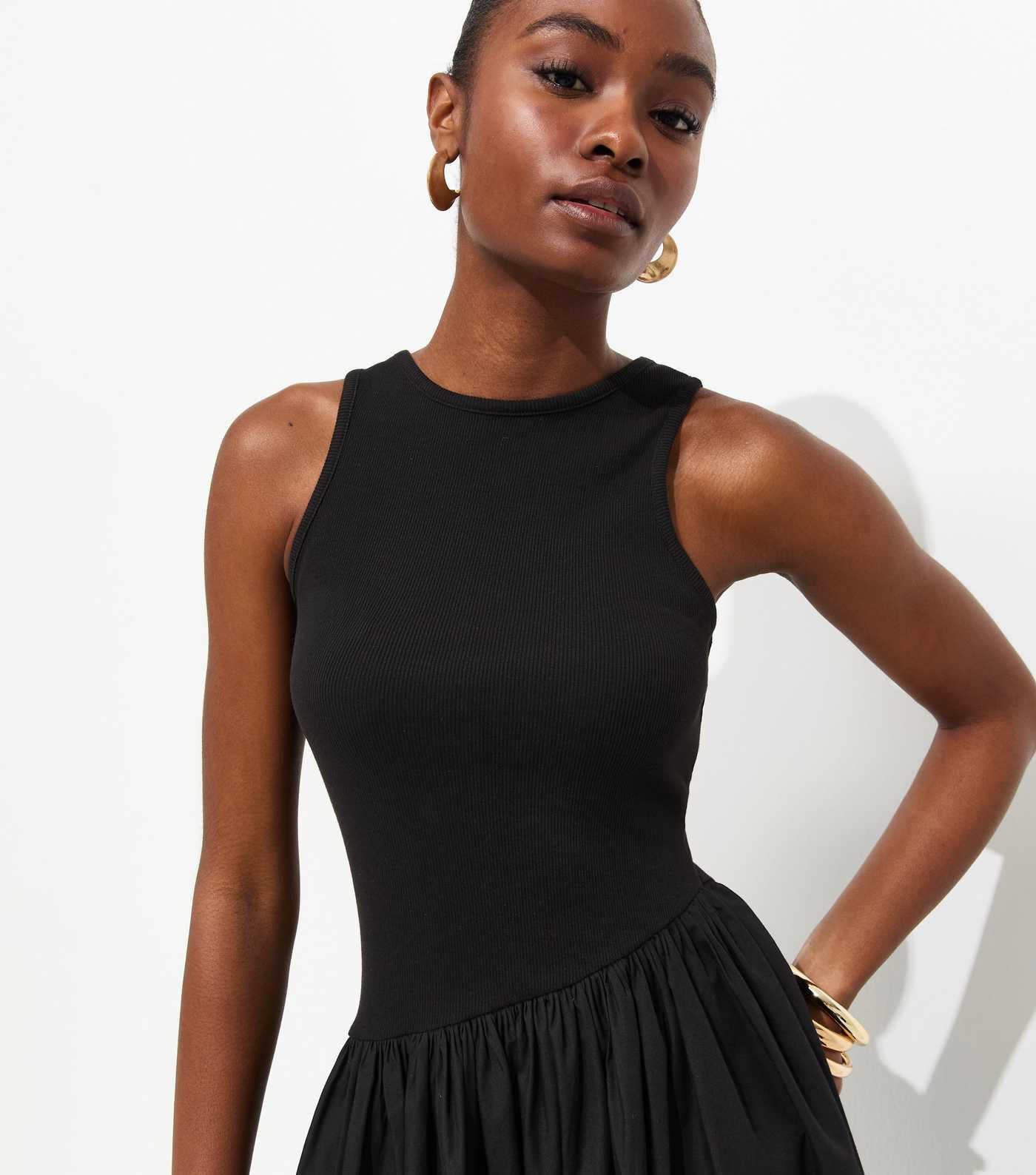 Black Asymmetric Waist Sleeveless Midi Dress | New Look | New Look (UK)