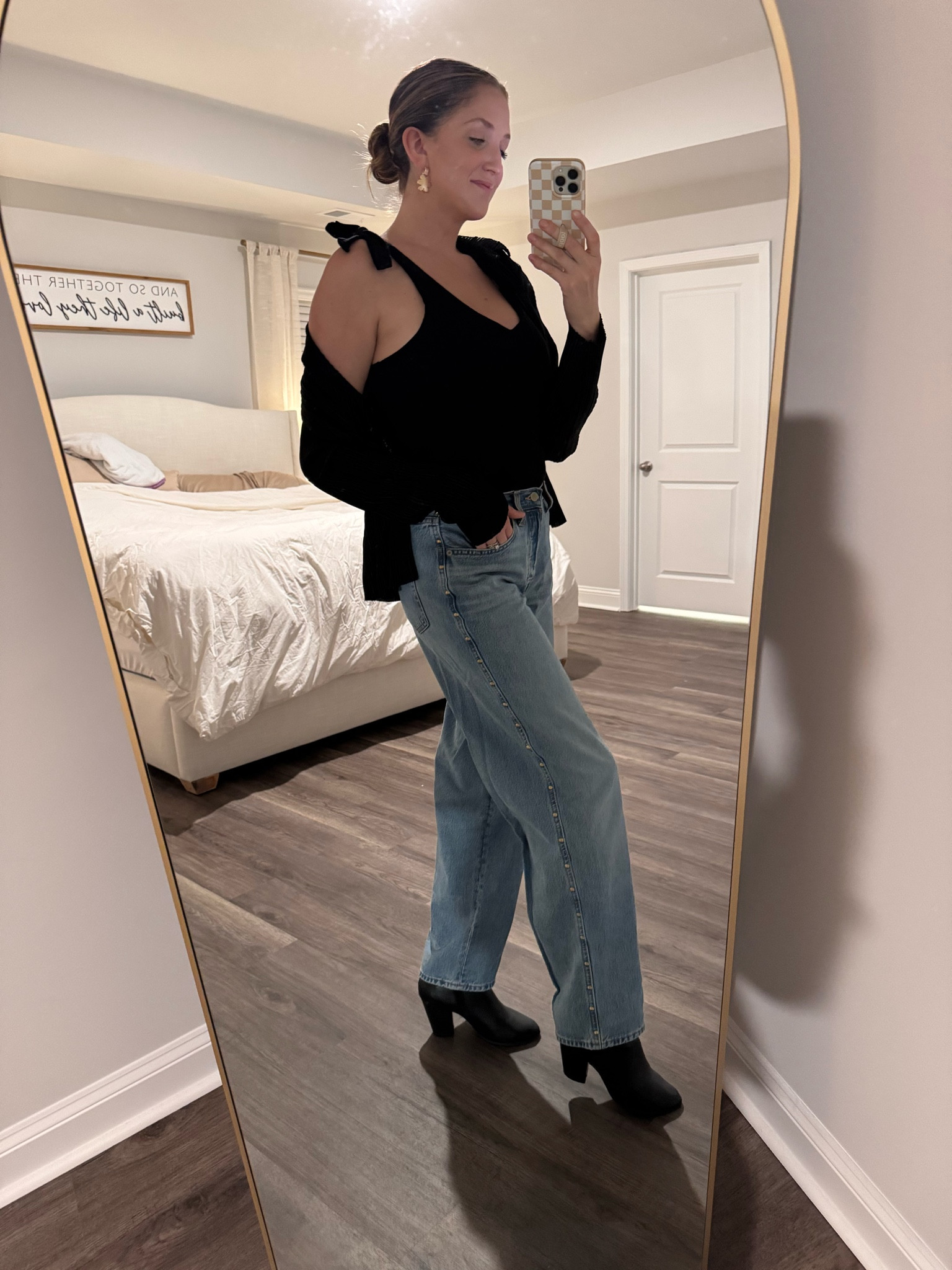 I’ve received SO many compliments on these jeans! The cutest gold studded boot cut jeans you need to add to your wardrobe!

#LTKGiftGuide #LTKFindsUnder50 #LTKStyleTip