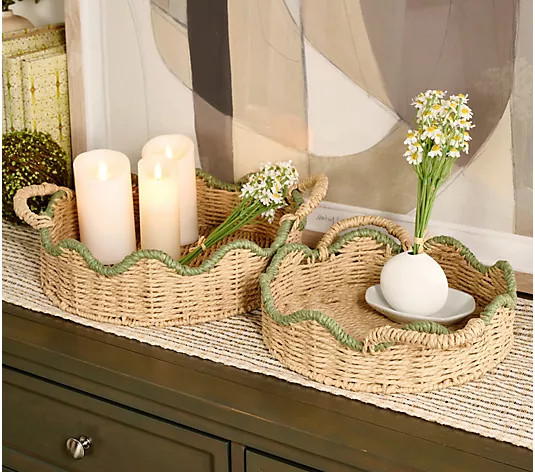 Make Your Selection: Home Reflections S/2 Nesting Scalloped Basket Trays | QVC