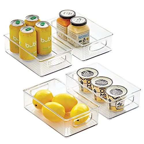 mDesign Plastic Kitchen Pantry Cabinet, Refrigerator or Freezer Food Storage Bins with Handles - Org | Amazon (US)