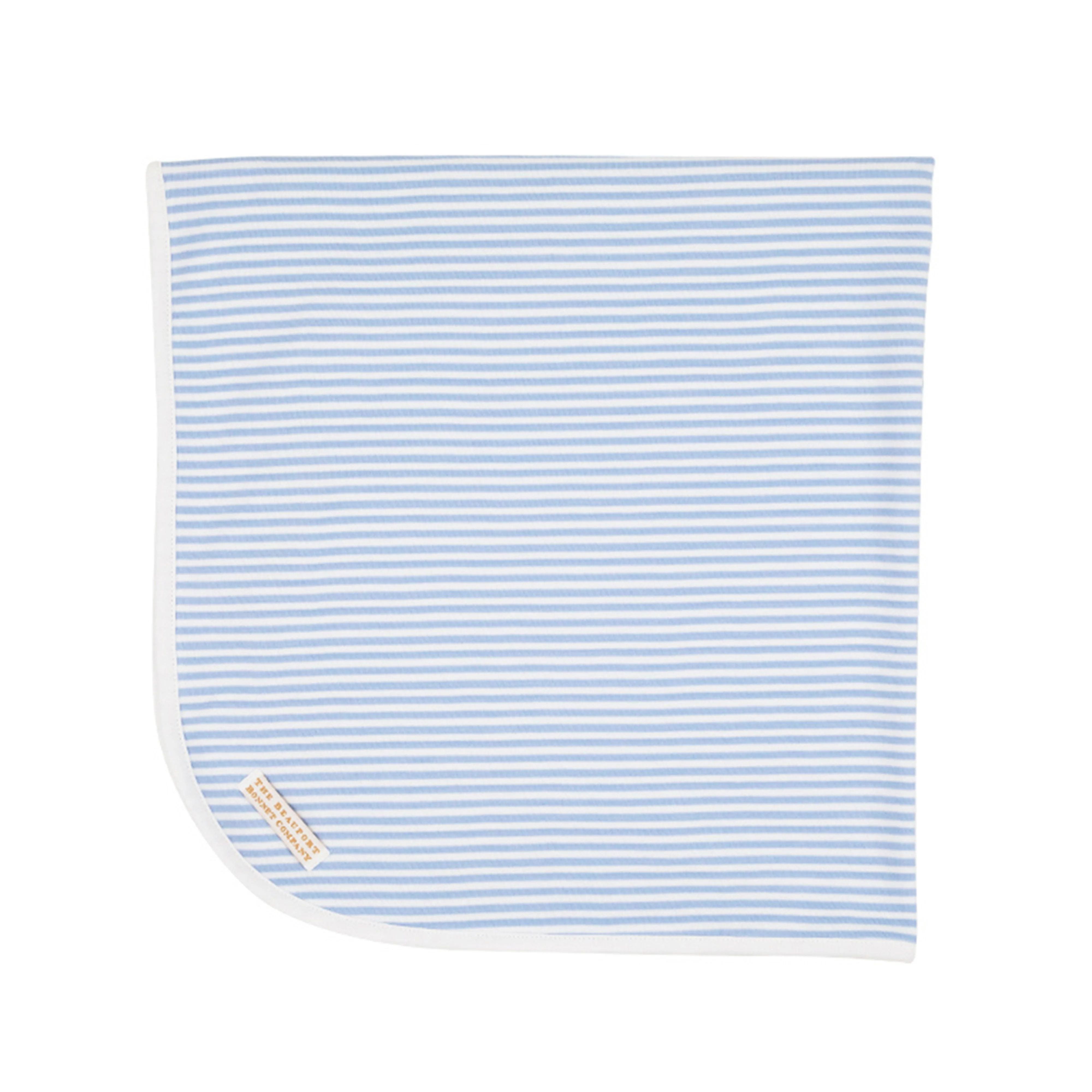 Baby Buggy Blanket - Beale Street Blue Stripe with Worth Avenue White | The Beaufort Bonnet Company