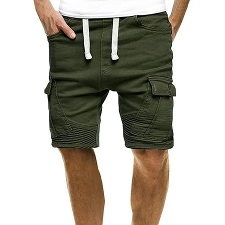 Mens Shorts Summer Casual Solid Shorts Drawstring Pocket Button Shorts Pants | Walmart (US)
