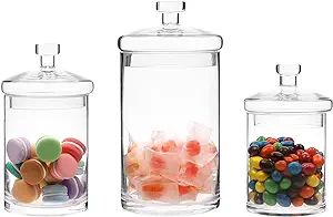MyGift 6 Piece Clear Glass Apothecary Jar Set with Clear Lid - Decorative Kitchen and Bath Storag... | Amazon (US)