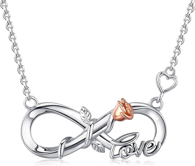 DESIMTION Infinity Necklaces for Women,925 Sterling Silver Infinity Rose Necklace,Infinity Heart ... | Amazon (US)