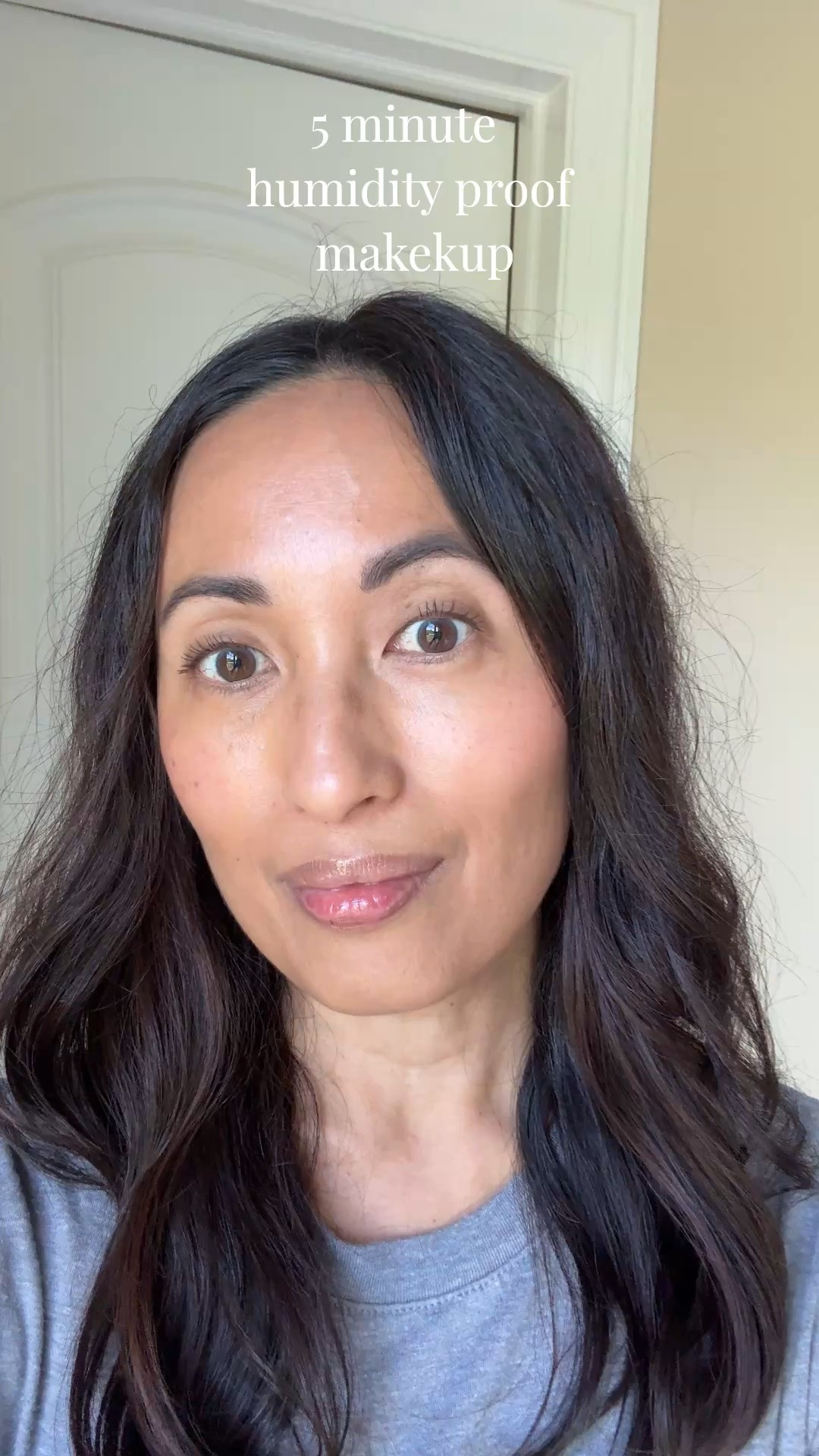 5 products, 5 minute humidity proof makeup. I’ve been wearing this tinted moisturizer, blush, mascara, eyebrow pencil all summer and everything stays put throughout the day.  
Almost all clean beauty. 
- Tinted moisturizer with spf from @Merit
- Blush balm from @Merit in lusitano is the perfect warm weather shade. 
- Mascara from @Merit has become my most used. Wearing brown here for natural daytime look. I also love the black   Favorite part is that italso washes off easily, so gentle on lashes. 
- old favorite drugstore eyebrow pencil 
- new to me hydrating lip treatment I wear as a gloss. Peptide formula. Feels so hydrating and light.

#LTKOver40 #LTKBeauty #LTKmorningroutine
