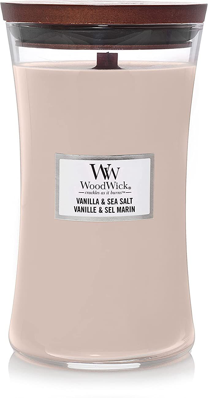 Woodwick Vanilla & Sea Salt Large Hourglass Candle, Light Brown | Amazon (US)