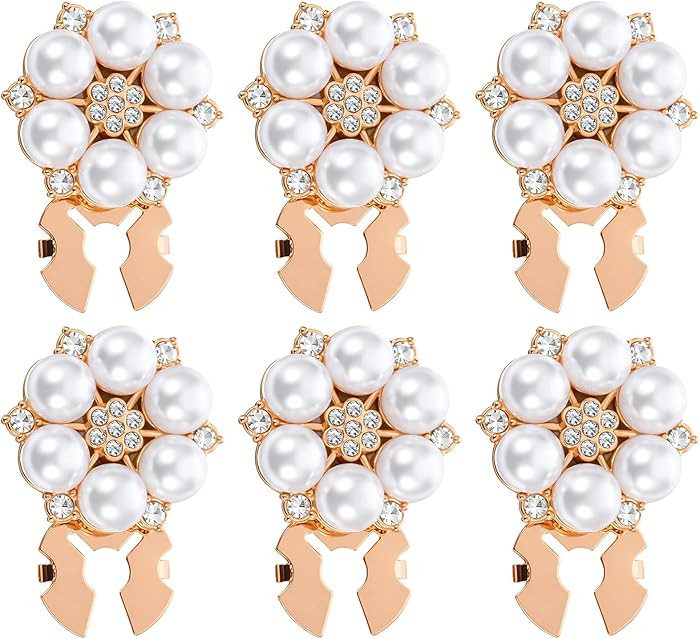 6Pcs Button Covers, Button Jewelry Covers for Women Blouses, Rhinestone Floral Buttons Snap On De... | Amazon (US)