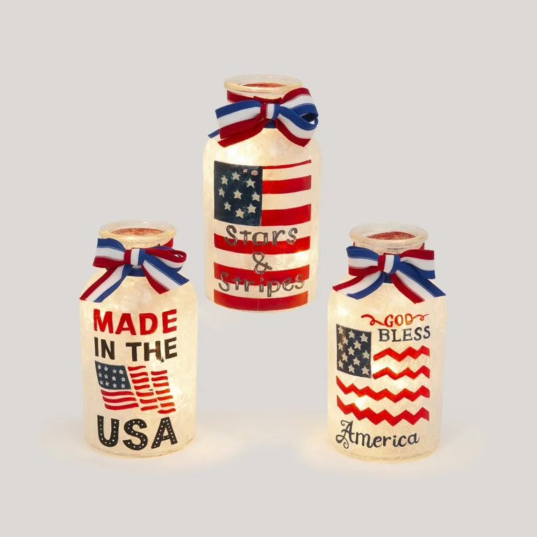 Gerson 7.7 in. Illuminating Frosted Glass Americana Jar | Walmart (US)