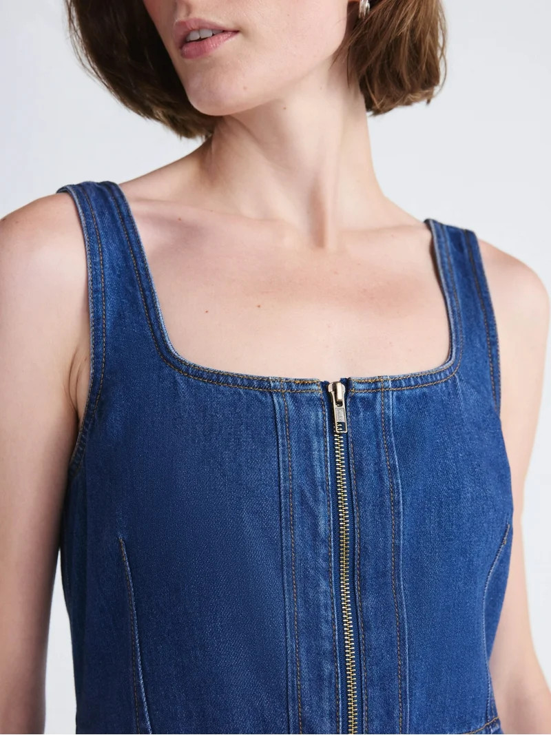 Free Assembly Women's Sleeveless Square Neck Denim Midi Dress, Sizes XS-XXL | Walmart (US)