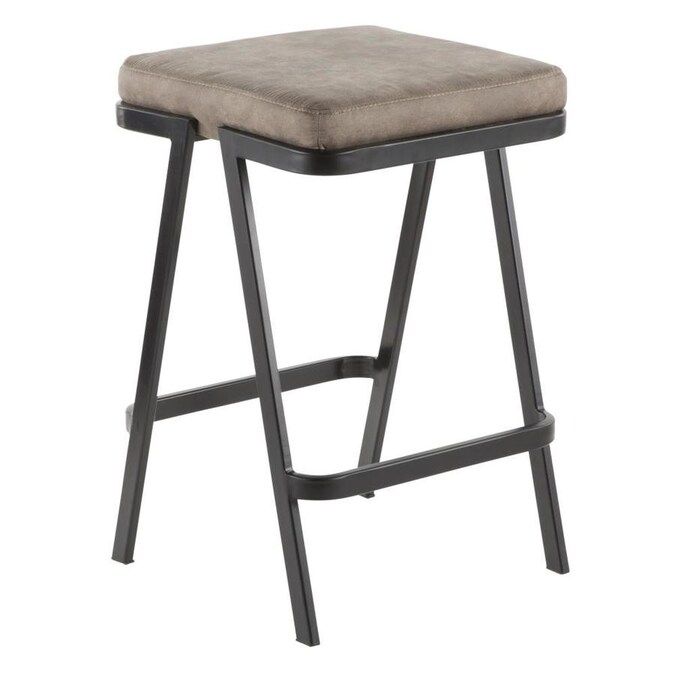 LumiSource Seven Black Metal, Stone Fabric Counter Upholstered Bar Stool Lowes.com | Lowe's