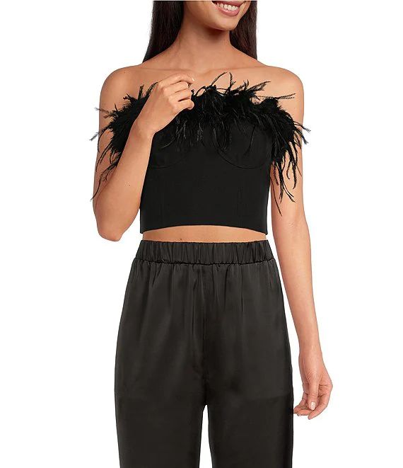 Gianni Bini Demi Strapless Feather Detailed Top | Dillard's | Dillard's