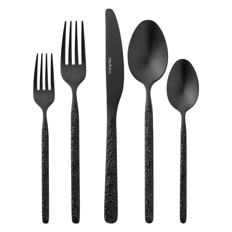 Thyme & Table Lumi 20-Piece Black Stainless Steel Flatware Set, Service for 4 | Walmart (US)