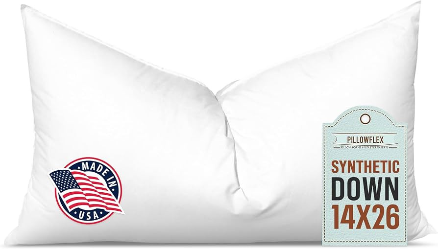 Pillowflex Synthetic Down Pillow Insert - 14x26 Down Alternative Pillow, Ultra Soft, Large Rectan... | Amazon (US)