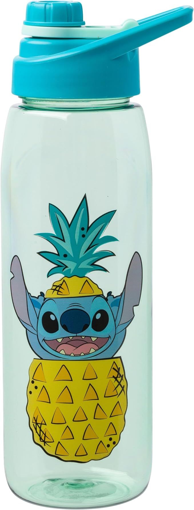 Silver Buffalo Lilo and Stitch Pineapple Pop Up Water Bottle with Screw Lid, 28 Ounces | Amazon (US)