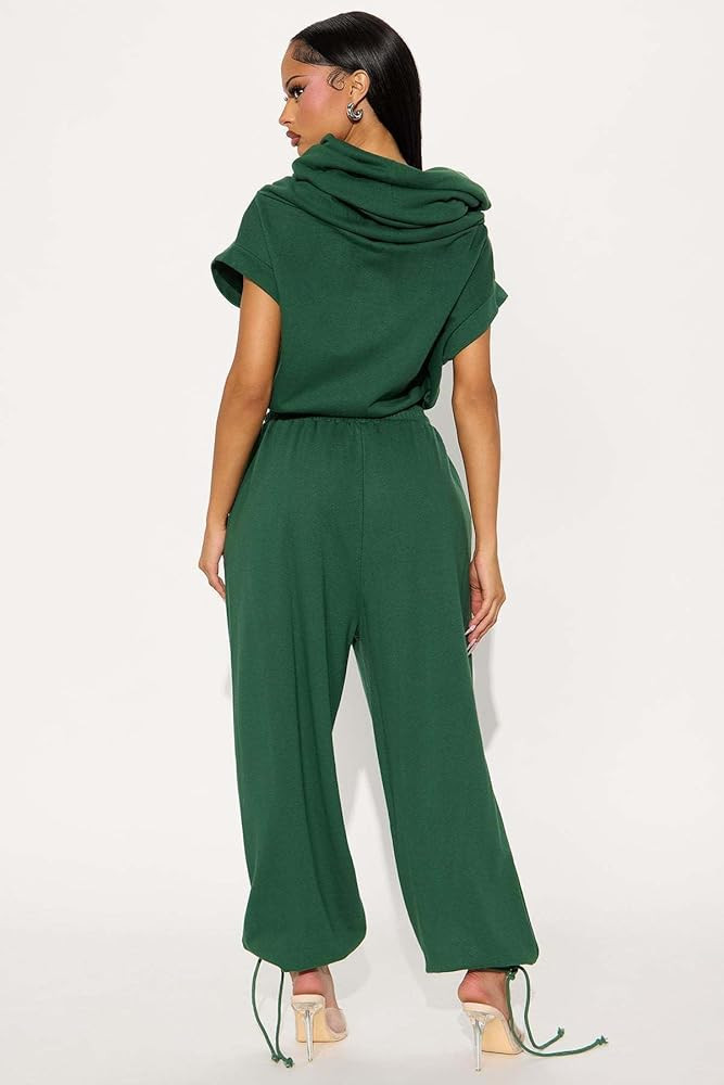 Women Two Piece Outfits Cap Sleeve Turtle Neck Crop Top and Wide Drawstring Sweatpants Set Fall O... | Amazon (US)