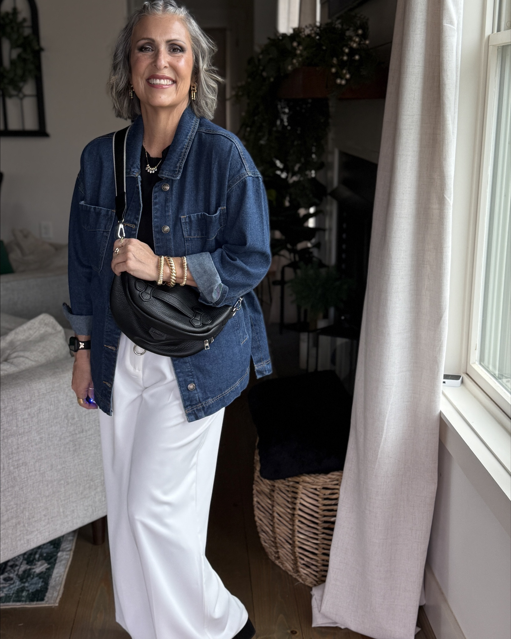 🥂 Look 2 – Casual Chic Lunch
	•	Dark wash denim jacket (Amazon)
	•	Black crossbody bag (Amazon)
	•	Black heeled sandals (Amazon)

This style story works because it starts with a confident, flattering black-and-white base that allows endless versatility. The sleeveless sweater offers structure and breathability, while the wide-leg white pants provide movement and polish. Each added piece – from sneakers to heels, denim to blazer – transforms the look to meet the needs of your day. This approach simplifies getting dressed and builds a wardrobe that works as hard as you do. It’s stylish, intentional, and rooted in classic elements that will never go out of style.

#LTKFindsUnder50 #LTKOver40 #LTKStyleTip