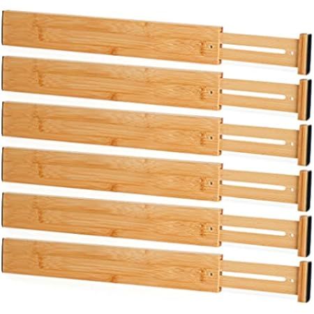 4-Pack Bamboo Drawer Dividers, 17.5-20.8" Adjustable Separators Expandable Drawer Divider Organizers | Amazon (US)