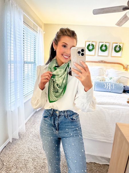 Match South X Swells scarf! Perfect for the golf lover in your life! Use code LOUISE20 for 20% off! Pearl jeans are from Zara.

Gift idea for her // silk scarf 

#LTKSeasonal #LTKGiftGuide