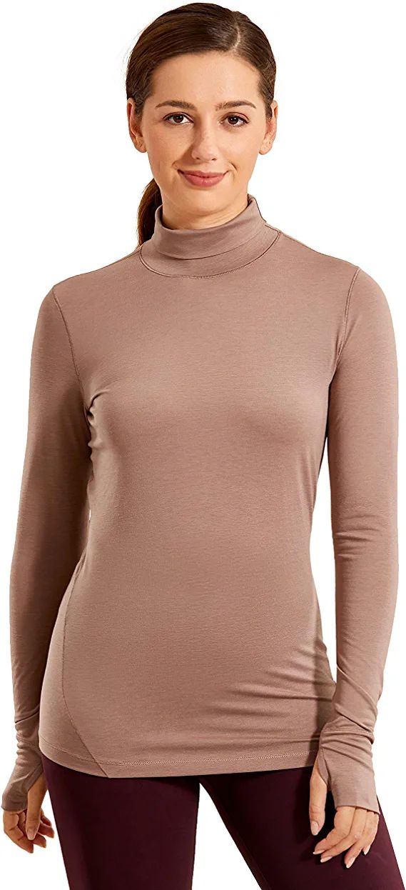 CRZ YOGA Women's Lightweight Long Sleeve Shirts Mock Turtleneck Pullover Lounge Workout Layer Top... | Amazon (US)