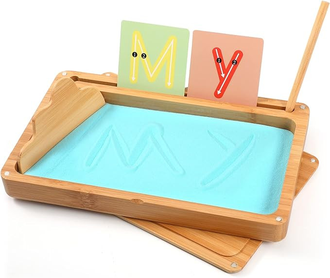 Montessori Sand Tray with Lid - Wooden Sand Trays for Kids Writing Letters and Numbers, Preschool... | Amazon (US)