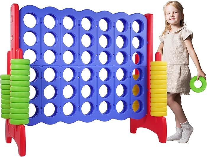 Giant 4-in-A-Row Connect Game Outdoor, 3.5FT Jumbo 4-to-Score Yard Game for Kids & Adults, 42 Rin... | Amazon (US)
