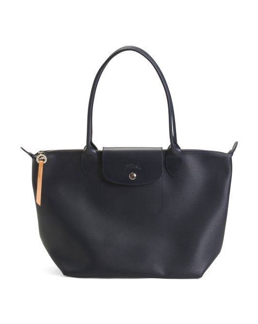 Le Pliage City Coated Canvas Tote With Leather Trim | TJ Maxx