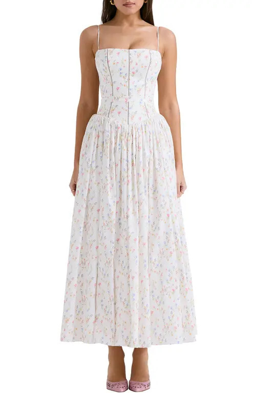 HOUSE OF CB Ysabella Floral Maxi Sundress in White Floral Print at Nordstrom, Size Small D | Nordstrom
