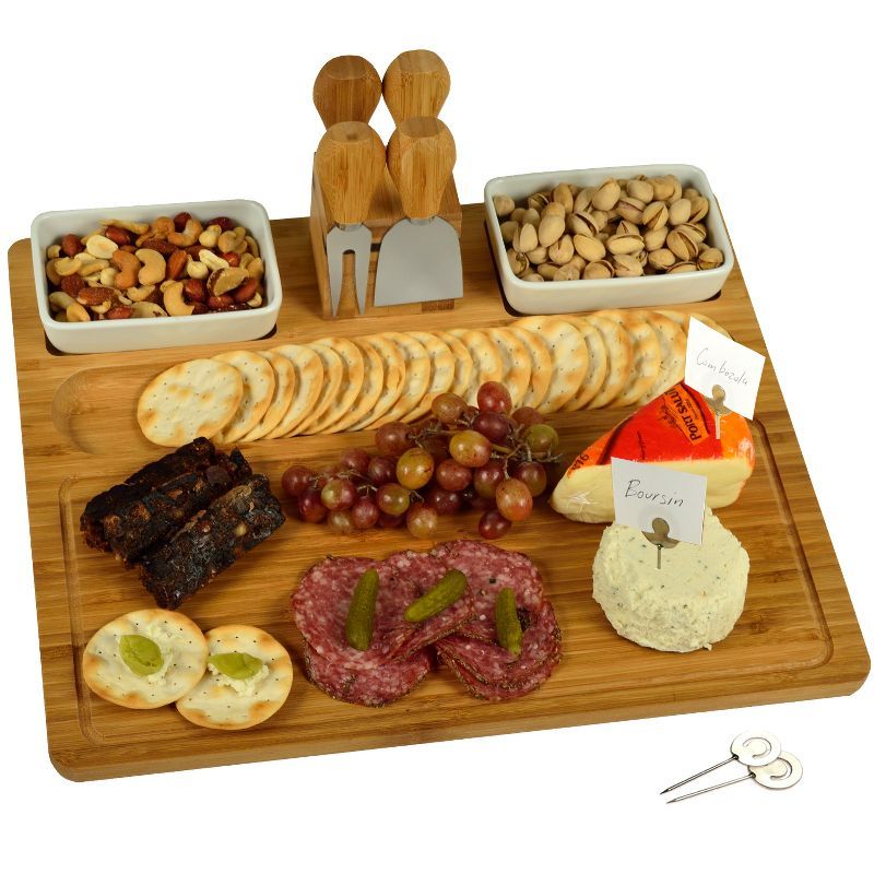 Picnic at Ascot Large Bamboo Cheese Board/Charcuterie Platter with Tools, Bowls, & Markers | Target