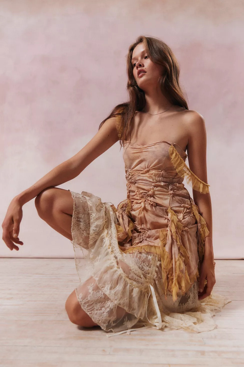 Kimchi Blue Elizabeth Textured Ruffle Mini Dress | Urban Outfitters (US and RoW)