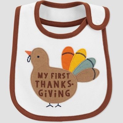 Baby 'My First Thanksgiving' Bib - Just One You® made by carter's White/Brown | Target