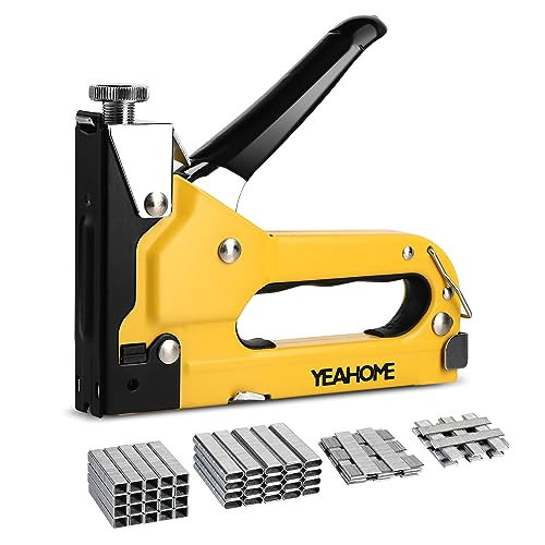 Upholstery Staple Gun Heavy Duty, YEAHOME 4-in-1 Stapler Gun with 4000 Staples, Manual Brad Nailer Power Adjustment Stapler Gun for Wood, Crafts, Carpentry, Decoration DIY | Amazon (US)