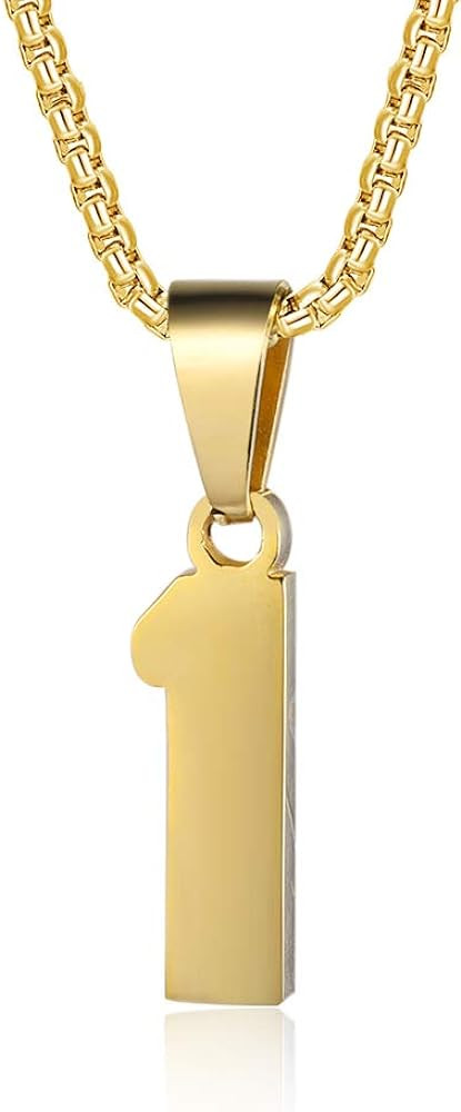 Number Necklaces Personalized Necklaces 18K Gold Plated Initial Number Pendant Stainless Steel Ch... | Amazon (US)