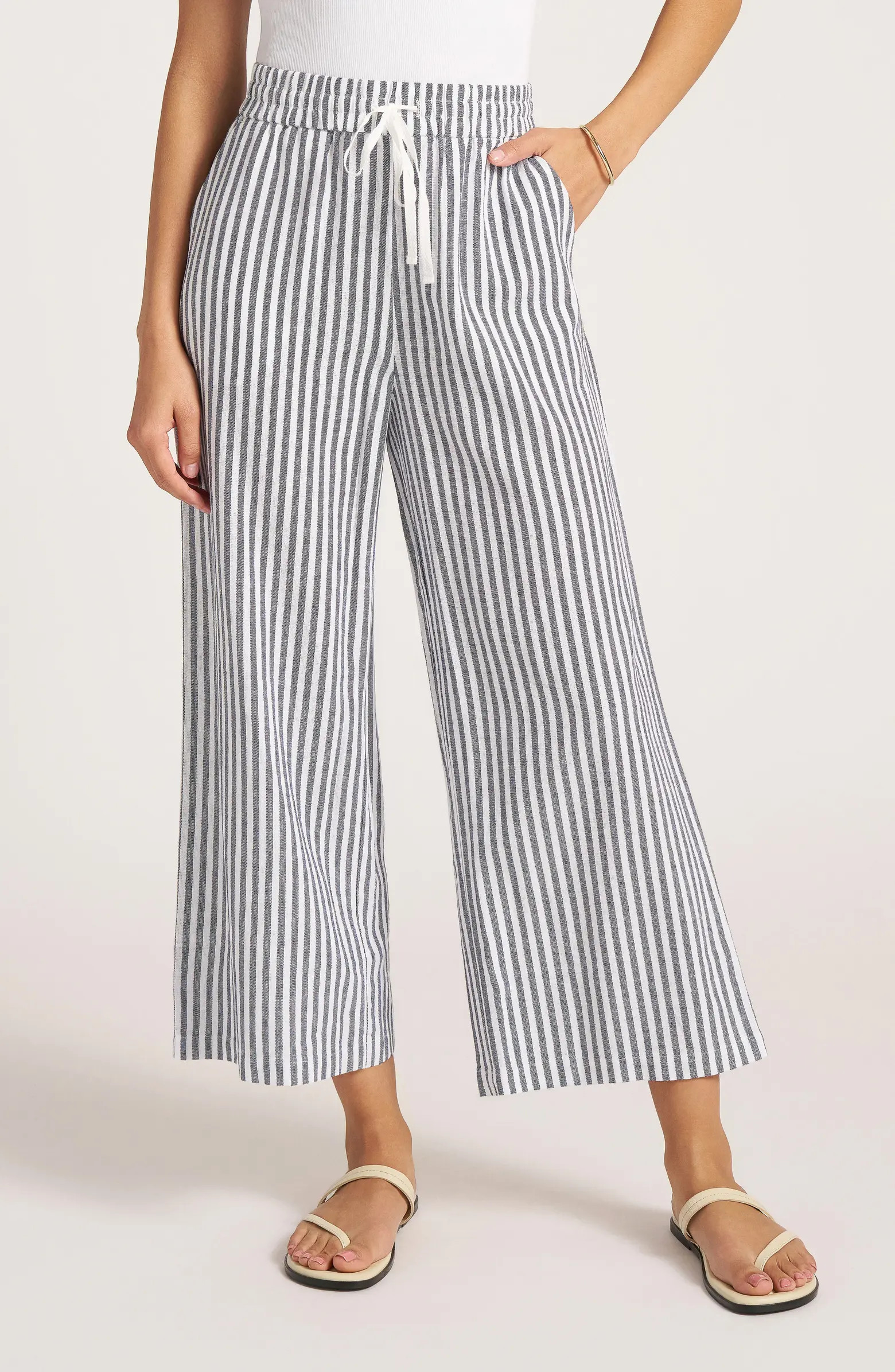 Beverly Relaxed Stripe Linen Blend Drawstring Pants | Nordstrom