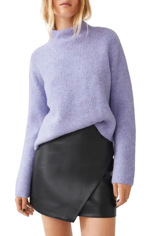 & Other Stories Boxy Mock Neck Rib Sweater in Lilac Melange at Nordstrom, Size Large | Nordstrom