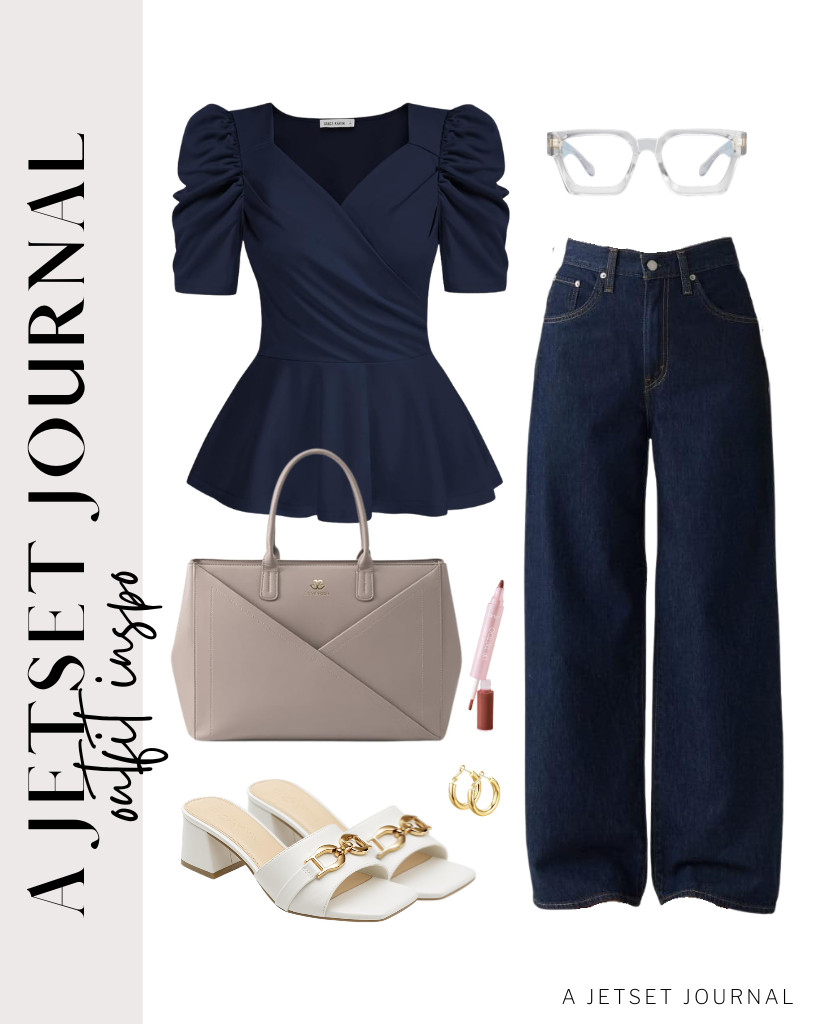 For a navy blue GRACE KARIN V-neck top and Levi’s jeans, you can pair them with VISOONE blue-light-blocking glasses and a LOVEVOOK laptop tote bag. Step into these Athlefit sandals and pop in a pair of classy gold hoop earrings to complete the fit.

#LTKSeasonal #LTKSaleAlert #LTKTravel
 

 