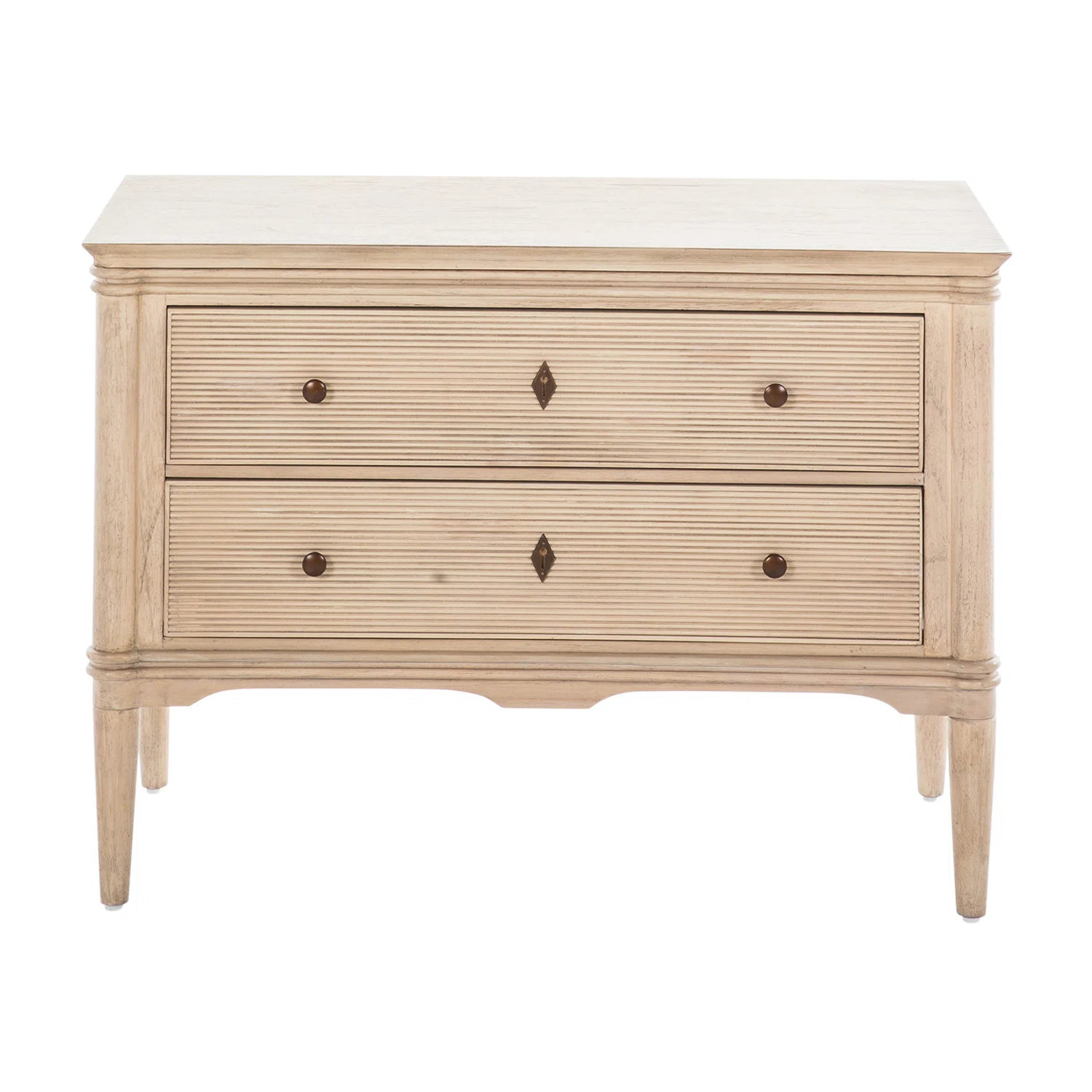 Gabby Linnea 2 - Drawer Solid Wood Nightstand in Brushed Blonde Natural/Antique Bronze | Wayfair | Wayfair North America