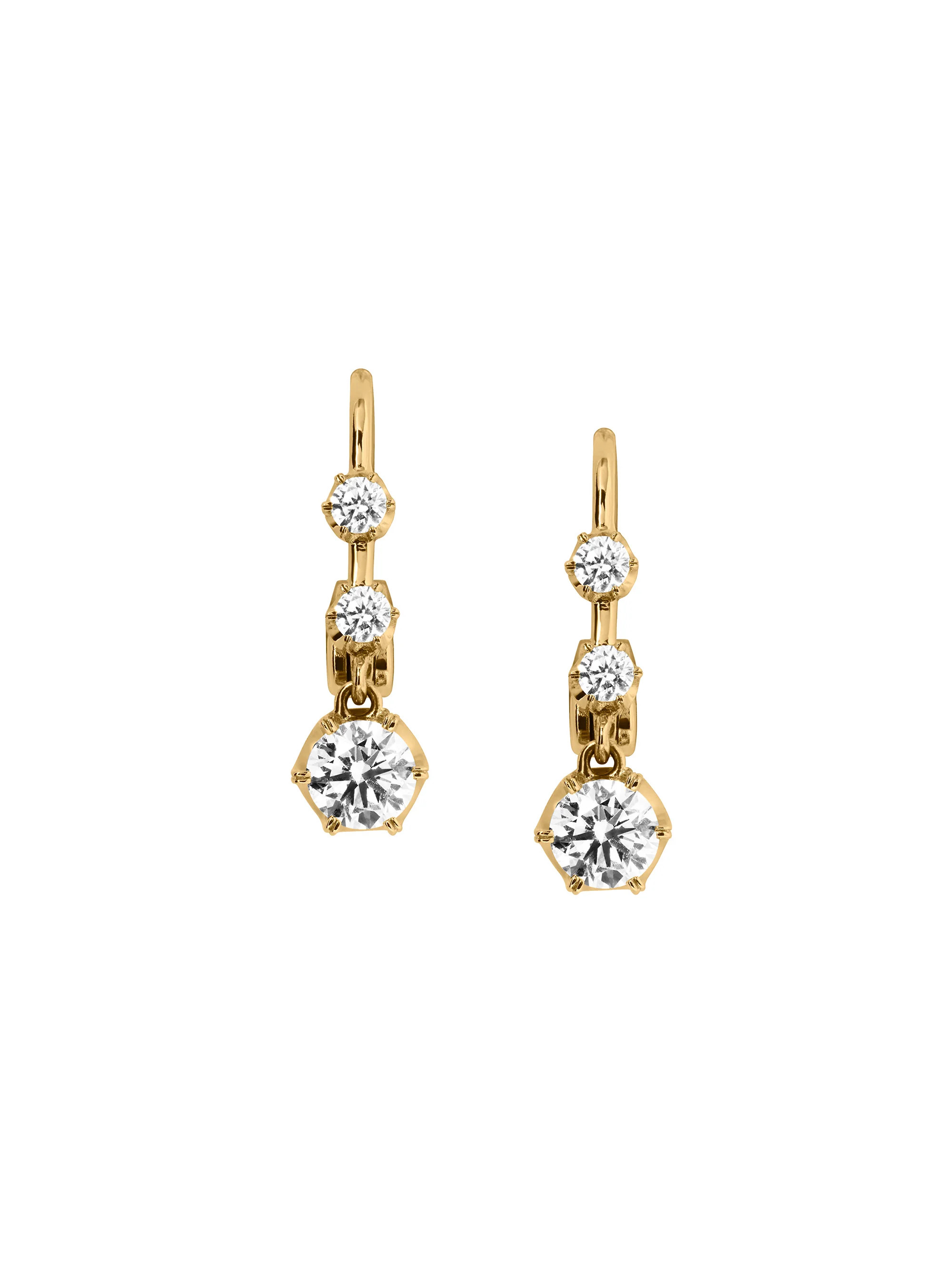 14K HENRIETTA 3-STONE DROP EARRINGS IN LAB DIAMOND | Dorsey