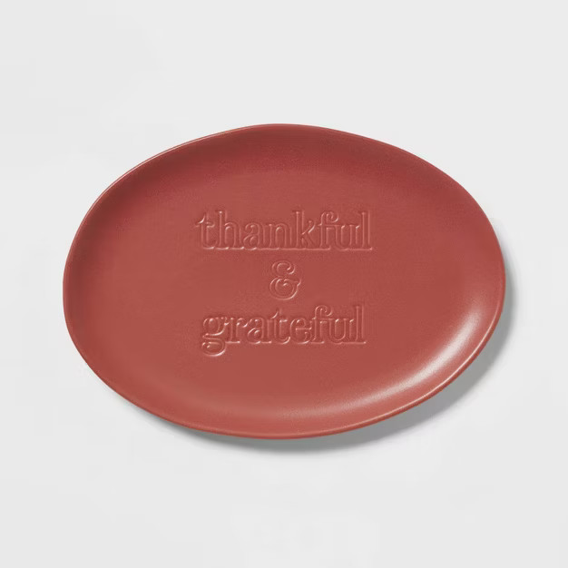 16" Stoneware Thankful Serving Platter - Threshold™ | Target