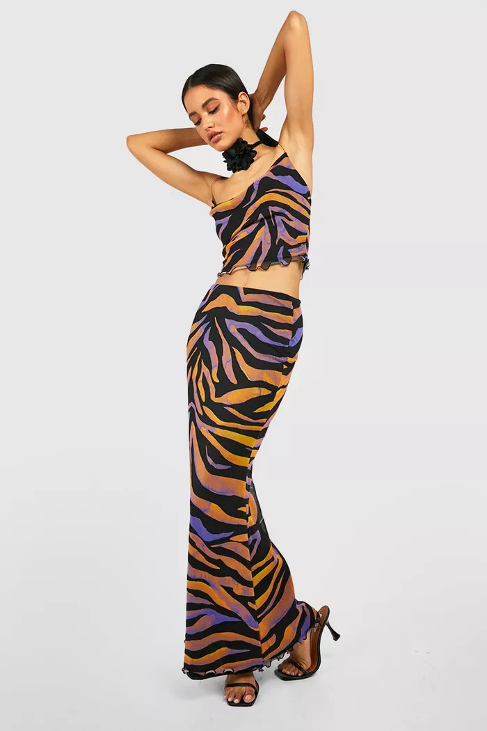 Mesh Zebra Cowl Neck Cami | Boohoo.com (US & CA)