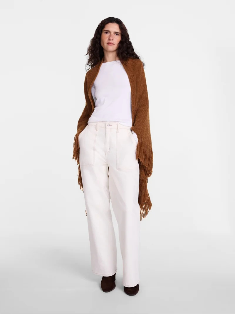 Scenario Women's Fringe Shawl, Caramelized | Walmart (US)