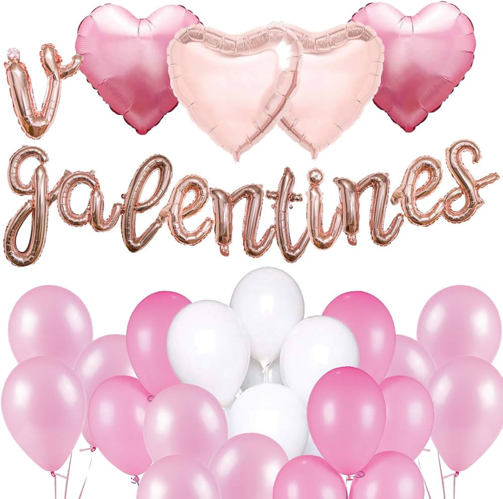 Hall & Perry Valentines or Galentines Day Balloon Arrangement with Mylar Hearts and Latex Balloon... | Amazon (US)