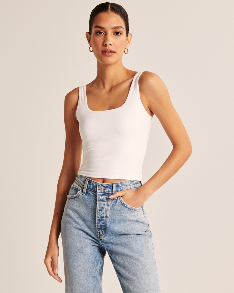 90s Cotton Seamless Fabric Sqaureneck Tank | Abercrombie & Fitch (US)