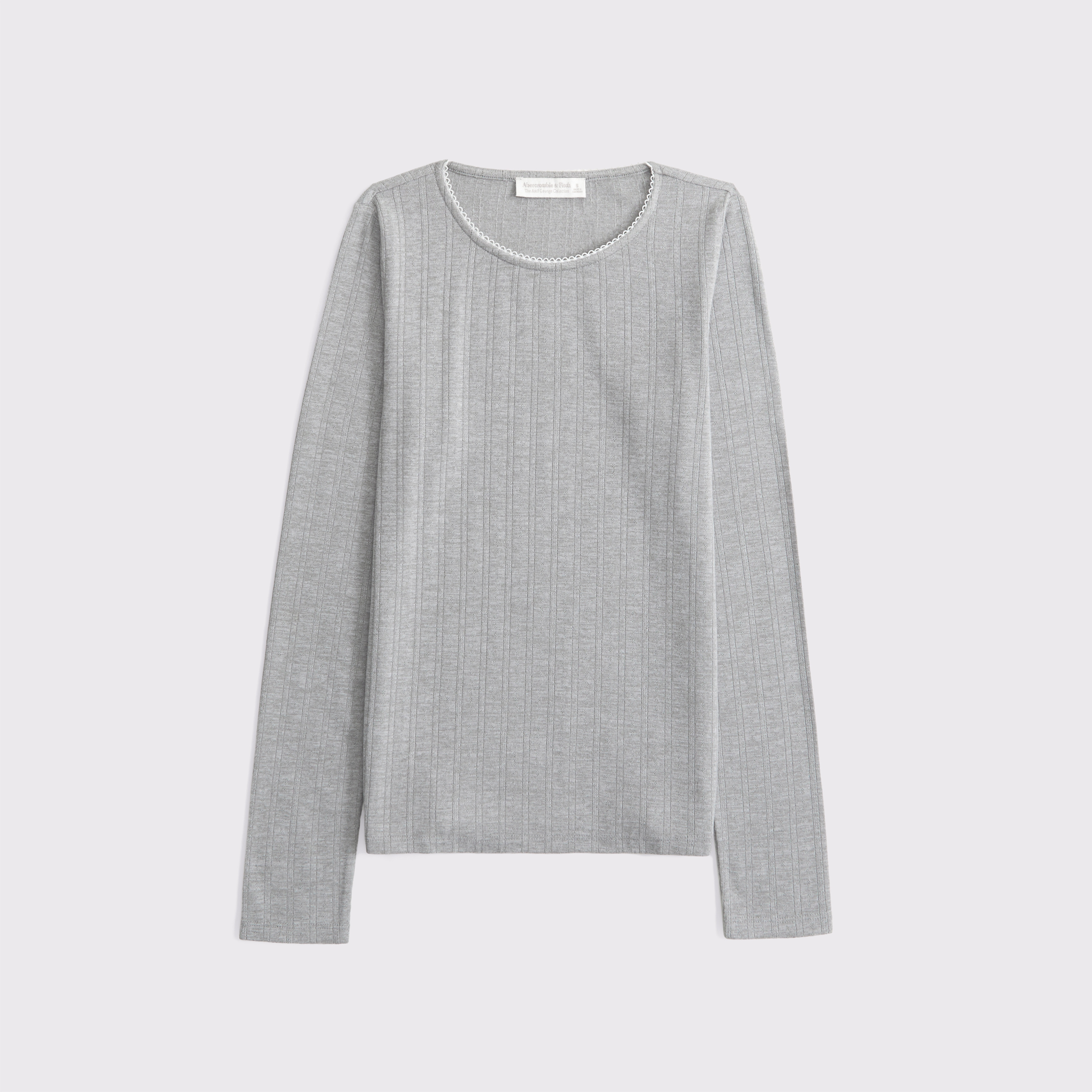 Long-Sleeve Pointelle Sleep Top | Abercrombie & Fitch (US)
